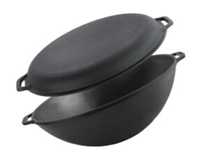 Ceaun fontă wok cu capac tigaie 12 L