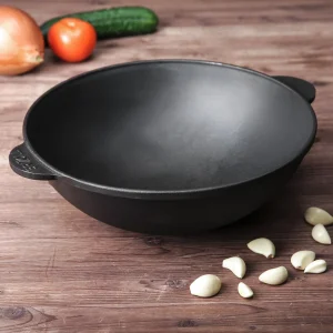 Wok fontă pură 4,7 L cu 2 mânere