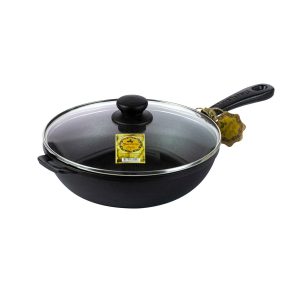 Tigaie fonta adanca cu capac sticla 24 cm x 6 cm
