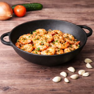 Wok fontă pură cu 2 mânere 3.7 L