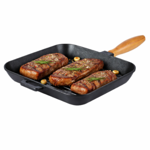 Tigaie grill fontă 28 cm x 28 cm x 4 cm