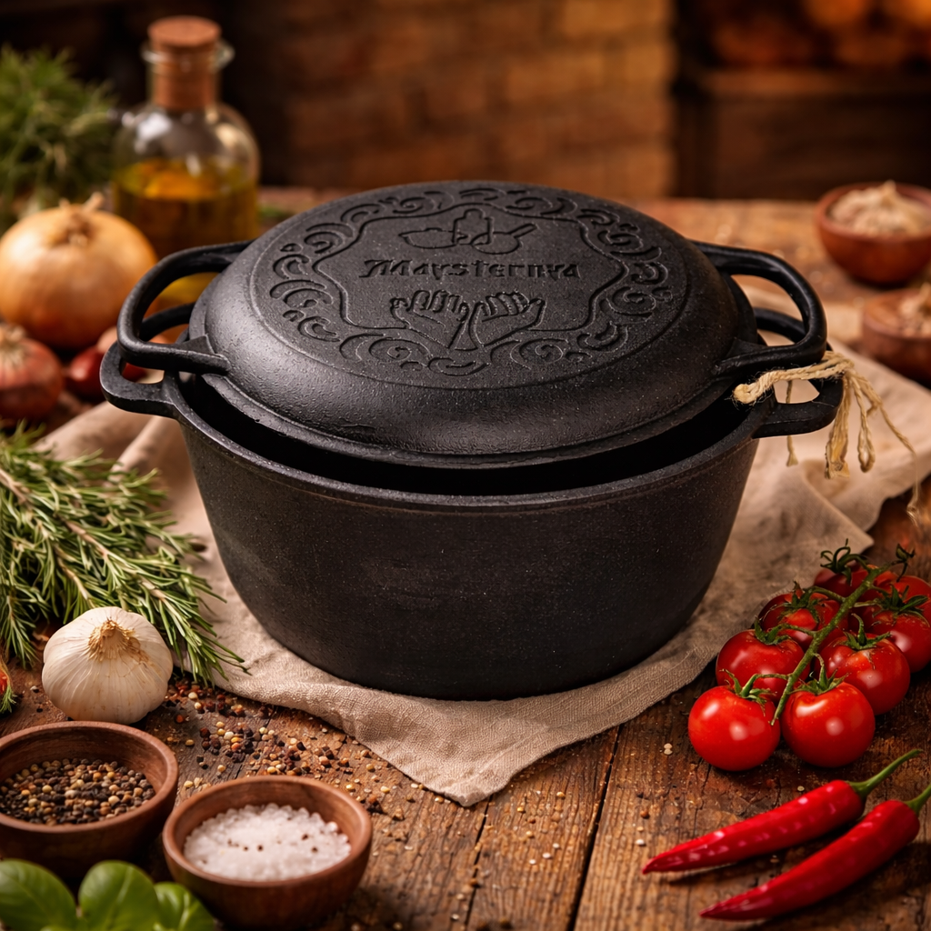 Cratiță fontă cu capac tigaie (6 L)