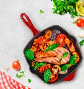 Tigaie grill fontă emailată 26.5 cm