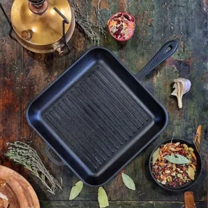 Tigaie grill fontă 28 × 28 × 4 cm