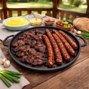 Tigaie rotundă grill fontă 40 × 4 cm