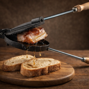 Presă grill fontă pură picurător slănină