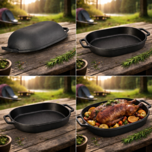 Tavă fontă pură cu capac înalt