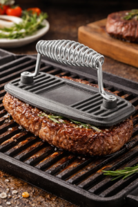 Presă grill fontă pură 22 × 14 cm