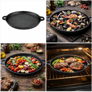 Tavă grill fontă pură 33 × 3 cm