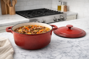 Oală fontă emailată cu capac