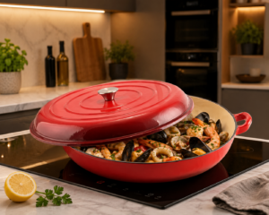 Cratiță fontă emailată cu capac