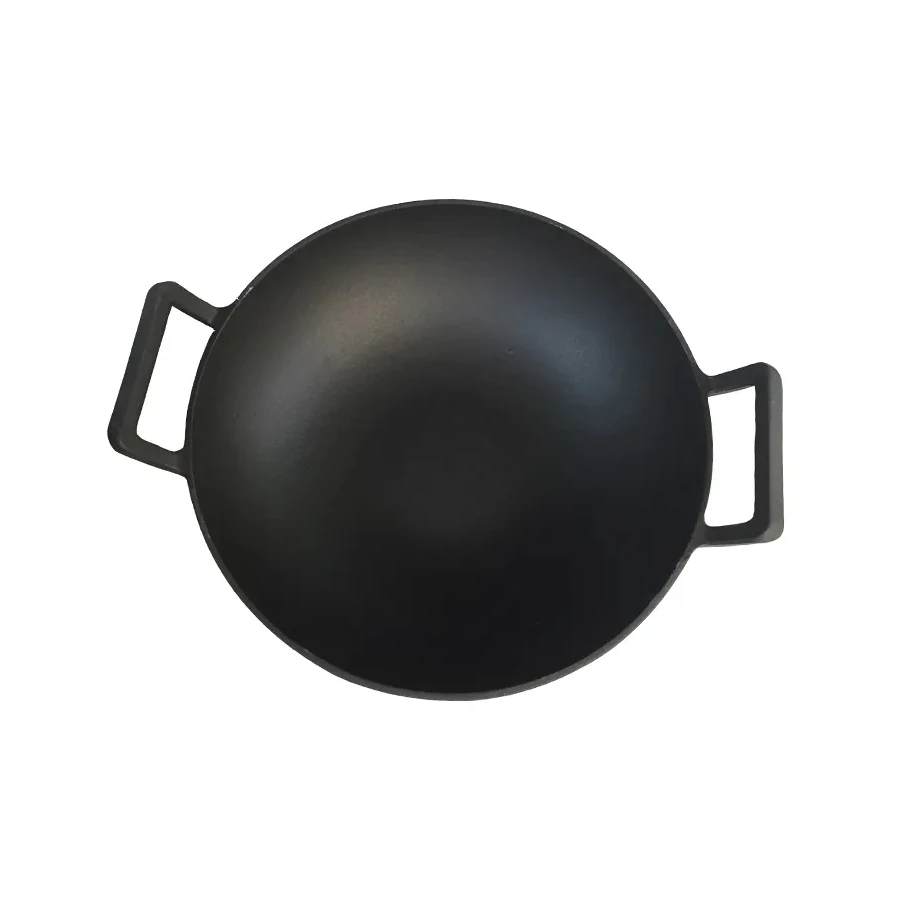 Wok fontă cu capac din lemn 36 cm - imagine 3
