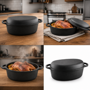Oală ovală fontă cu capac tigaie 32 cm (4.2 L)