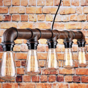 Lustră fontă cu 5 becuri Edison