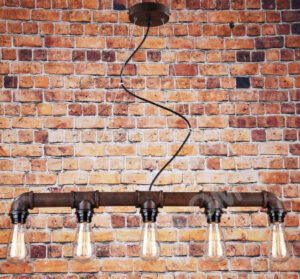 Lustră fontă cu 5 becuri Edison