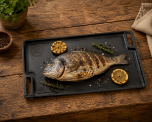 Plită grill fontă pură 45 × 25 cm