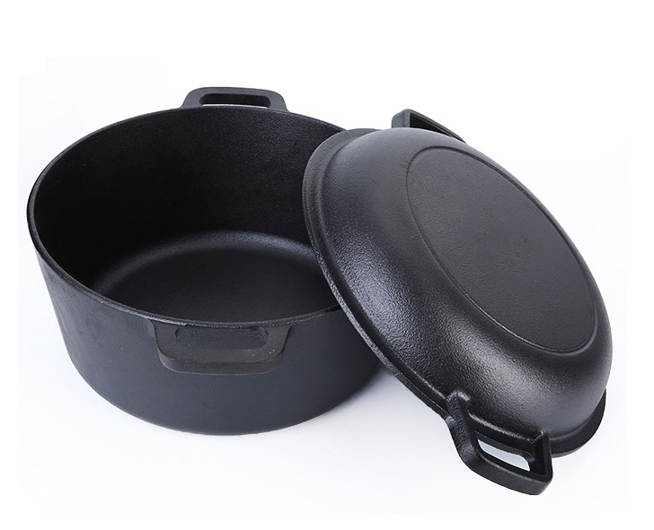 Cratiță fontă 5 L cu capac-tigaie - imagine 2
